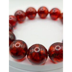 BALTIC AMBER Bracelet 100% NATURAL 15mm Round Amber Beads Real Cognac Amber 30g